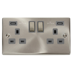 Click Scolmore Deco Ingot 2 Gang 13A 2x USB-A 4.2A Switched Socket - VPSC580GY