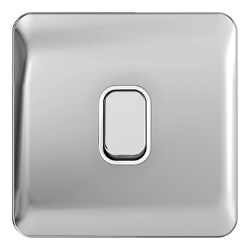 Schneider LSD 1G 20AX Double Pole Switch White Insert - Polished Chrome RT PK - GGBL2010WPCS