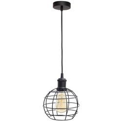 4Lite WiZ Connected SMART LED Decorative Single Black Pendant with Birdcage shape Cage and WiFi Smart Lamp - 4L1/7015