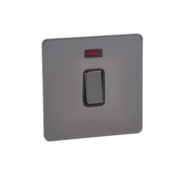 Schneider USFP 20A Double Pole Switched & Neon Black Insert Black Nickel - GU2411BBN