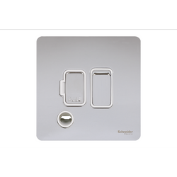 Schneider USFP 13A Switched Fused Spur & Flex Outlet White Insert Polished Chrome - GU5413WPC