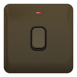 Schneider LSD 20AX Double Pole Switch LED Ind Black Insert - Mocha Bronze - GGBL2011BMB