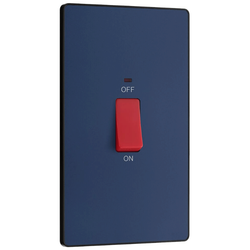 BG Evolve Matt Blue 45A Large Plate 2-Pole Switch With LED Power Indicator - PCDDB72B