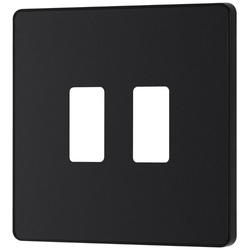 BG Evolve 2 Gang Grid Front Plate - Matt Black (Black) - RPCDMB2B
