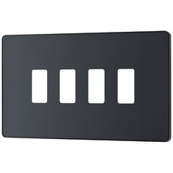 BG Evolve 4 Gang Grid Front Plate - Matt Grey (Black) - RPCDMG4B