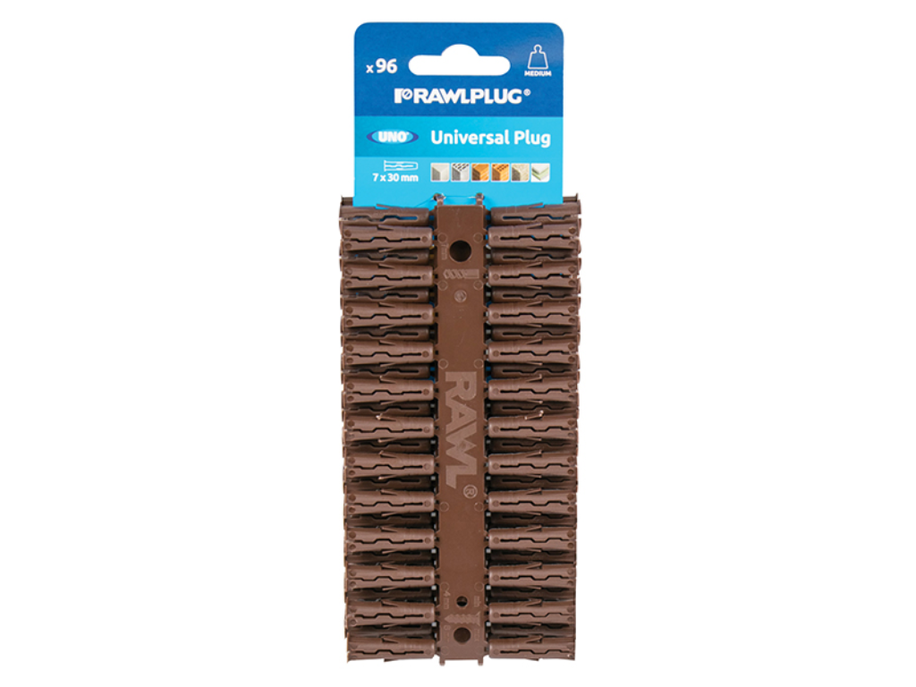 Rawlplug Brown Uno Plugs 7mm x 30mm Card of 96 - RAW68560 ...
