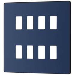 BG Evolve 8 Gang Grid Front Plate - Matt Blue (Black) - RPCDDB8B