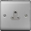 BG Nexus Metal Brushed Steel 1 Gang Plug Socket Grey Insert 5A - NBS29G