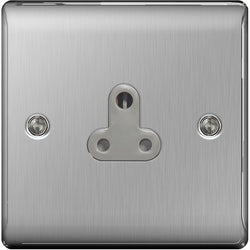 BG Nexus Metal Brushed Steel 1 Gang Plug Socket Grey Insert 5A - NBS29G