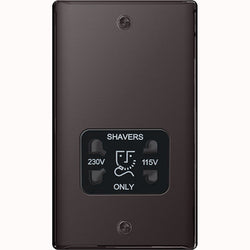 BG Nexus Metal Black Nickel Dual Voltage Shaver Socket - Black Insert - NBN20B
