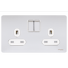 Schneider USFP 13A SP 2G Switched Socket White Insert - Polished Chrome - GU3420WPC