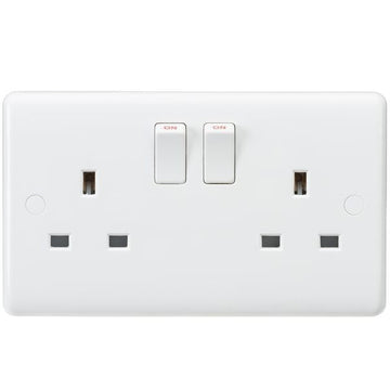 Knightsbridge 13A 2G DP Switched Socket with twin earths - ASTA approved - White - CU9000