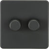 Knightsbridge Screwless 2G 2-way 10-200W (5-150W LED) trailing edge dimmer - Anthracite - SF2182AT
