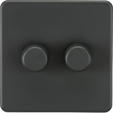 Knightsbridge Screwless 2G 2-way 10-200W (5-150W LED) trailing edge dimmer - Anthracite - SF2182AT