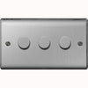 BG Nexus Metal Brushed Steel 3 Gang 2 Way Dimmer Switches - NBS83P