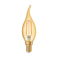 Osram 2.5W Vintage Gold LED BentTip Candle Bulb E14/SES Very Warm White - 119444