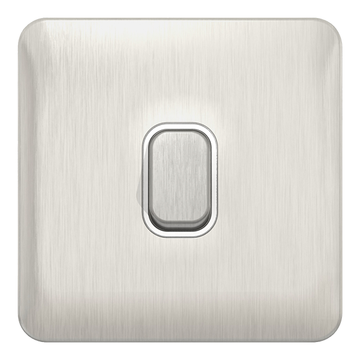 Schneider LSD 10AX 1G 2W Switch White Insert - Stainless Steel - GGBL1012WSS
