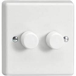 Varilight V-Pro 2x250W 2 Gang 2 Way Dimmer Switch - White - JQP252W (Return Unit)