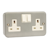 Click Scolmore Essentials Metal Clad 2 Gang Double Pole 13A Switched Socket (No K/O) - CL036B