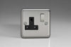 Varilight Classic 1 Gang Switched Socket with Black Insets (Single XS4DB) - Matt Chrome - XS4DB