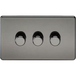 Knightsbridge Screwless 3G 2-way 10-200W (5-150W LED) trailing edge dimmer - Black Nickel - SF2183BN