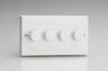 Varilight V-PLUS 4x300W 2-Way Push-on/off Intelligent Dimmer (Twin plate) w/ White Knob - White - IQDP304W