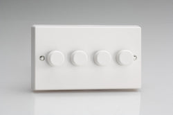 Varilight V-PLUS 4x300W 2-Way Push-on/off Intelligent Dimmer (Twin plate) w/ White Knob - White - IQDP304W
