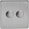 Varilight Screwless 2-Gang 2-Way Push-On/Off Rotary LED Dimmer - Brushed Steel - JDSP252S