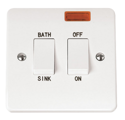Click Scolmore Mode 20A Sink Bath Rocker Switch With Neon Polar White - CMA024