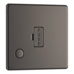 BG Nexus Flatplate Screwless Black Nickel 13A 2-Pole Unswitched Fused Spur With Flex Outlet - FBN55