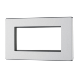 BG Flat Plate Brushed Steel 4 Mod Rect Front Plate - FBSEMR4