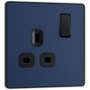 BG Evolve Matt Blue Single Switched 13A Power Socket - PCDDB21B