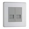 BG Nexus Flatplate Screwless Brushed Steel 2 Gang Double Telephone Master Socket - FBSBTM2