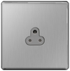 BG Nexus Flatplate Screwless Brushed Steel 2A 1 Gang Unswitched Round-Pin Socket - Grey Insert FBS28G