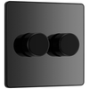 BG Evolve Black Chrome Trailing Edge LED 200W Double Dimmer Switch 2-Way Push On/Off - PCDBC82B