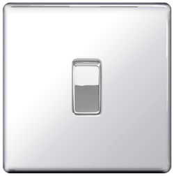 BG Screwless Flatplate Polished Chrome Single Switch, 10Ax 2 Way - FPC12