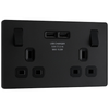 BG Evolve Matt Black Double Switched 13A Power Socket + 2 X USB (3.1A) - PCDMB22U3B