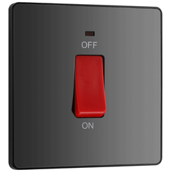 BG Evolve Black Chrome 45A Small Plate 2-Pole Switch With LED Power Indicator - PCDBC74B