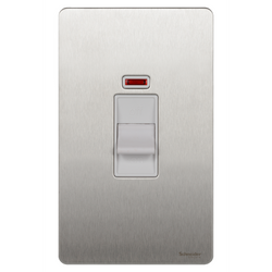 Schneider USFP 50A 2G Switched & Neon White Insert Stainless Steel - GU4421WSS