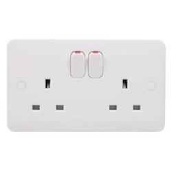 Schneider LWM 2G 13A Double Pole Switched Socket White - GGBL3020D