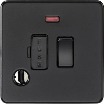 Knightsbridge 13A Switched Fused Spur with Neon and Flex Outlet - Matt Black - SF6300FMBB