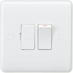 Knightsbridge Curved Edge 13A Switched Fused Spur Unit with Flex Outlet from Base - White - CU6300F