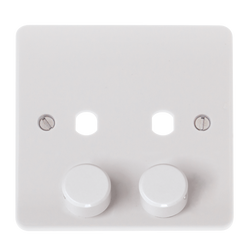 Click Scolmore MiniGrid Mode 2 Gang Single Dimmer Plate & Knobs White - CMA146PL