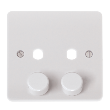 Click Scolmore MiniGrid Mode 2 Gang Single Dimmer Plate & Knobs White - CMA146PL
