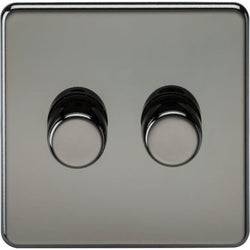 Knightsbridge Screwless 2G 2-way 10-200W (5-150W LED) trailing edge dimmer - Black Nickel - SF2182BN