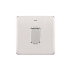 Schneider LSD 1G 50A Double Pole Switched with LED Indicator White Insert Stainless Steel - GGBL4011WSS