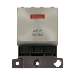 Click Scolmore MiniGrid 20A Double-Pole Ingot & Neon Water Heater Switch Satin Chrome - MD023SC-WH