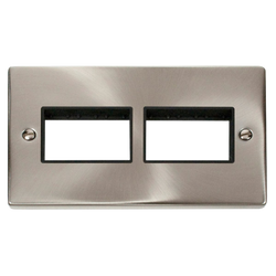 Click Scolmore MiniGrid 2 Gang Plate (3+3) Aperture Satin Chrome - VPSC406BK