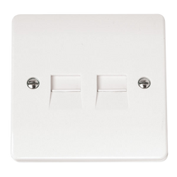 Click Scolmore Mode 45A 2 Gang Twin Secondary Telephone Socket White - CMA127