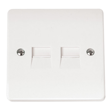 Click Scolmore Mode 45A 2 Gang Twin Secondary Telephone Socket White - CMA127